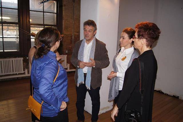 Ambasador of the Republic of Poland , Mr. Ryszard Schnepf with Wife, Mrs. Dorota Wysocka-Schnepf at Kasia Kujawska-Murphy, "Silence in Slow Motion" - "White Recycling Sculpture and Blue Circles", solo show Westbeth – Lou Reed Studio, New York City, Manhattan, Soho, 2015
